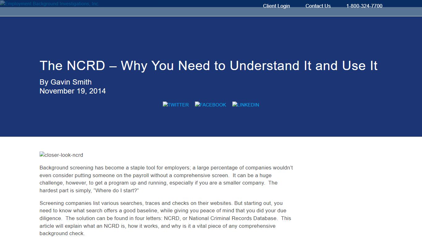 The NCRD - Why You Need to Understand It and Use It